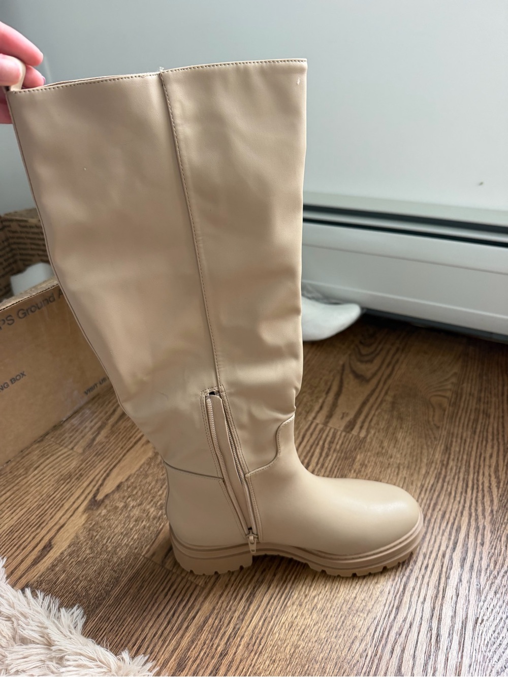 Women's Knee-High Chunky Sole Boot - Beige